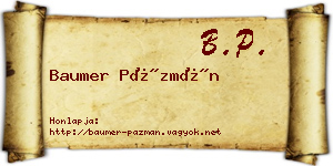 Baumer Pázmán névjegykártya